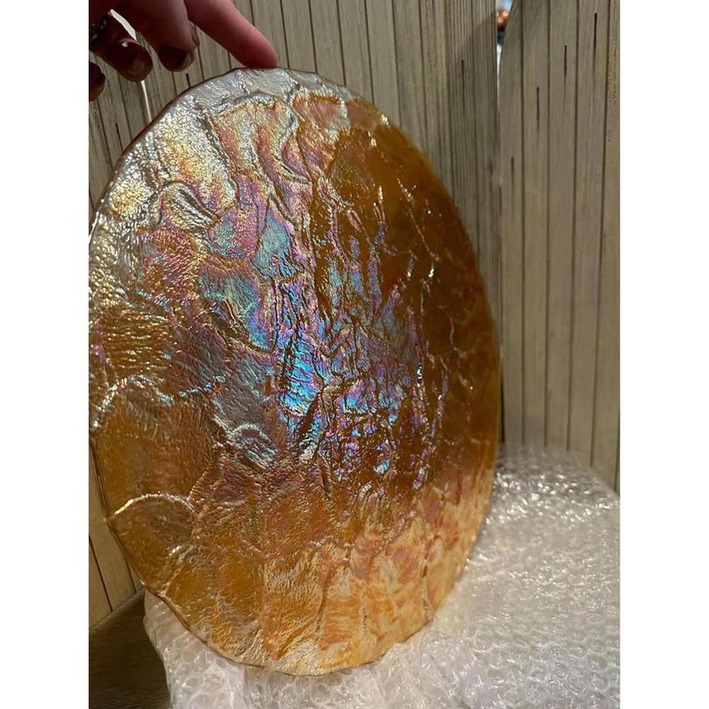 JSG OCEANA 13.75” HARD Wave Plate Server Tray Orange IRRIDESCENT Carnival Glass